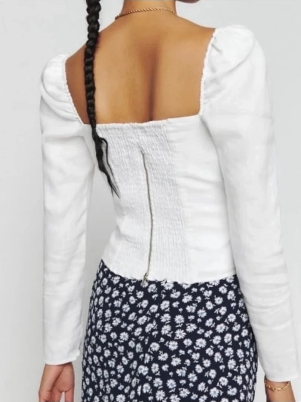 Reformation Khloe Linen Top in white